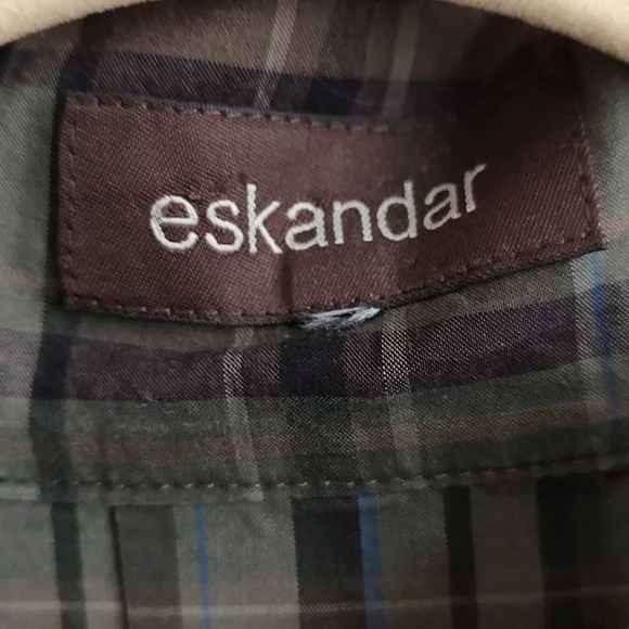 ESKANDAR Plaid Blouse Cotton Sz 0 Mandarin Collar - Picture 3 of 9